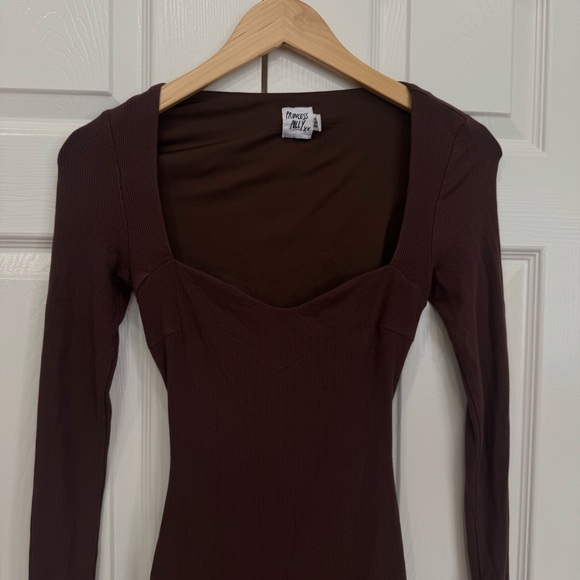 Princess Polly Nolan Long Sleeve Mini Dress Brown - Picture 6 of 8
